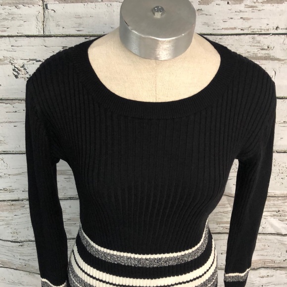 Bar III Aruba Black Striped Pullover Sweater - Picture 2 of 7